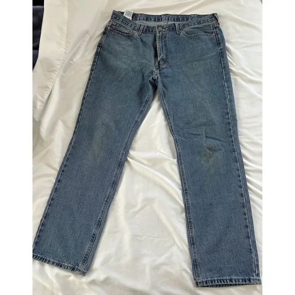 Levi's 505 Regular Fit Straight Leg Blue Denim Jeans Men's Size 38x34 - Picture 1 of 4